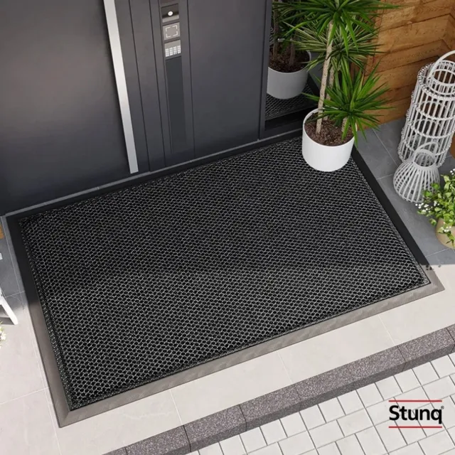 Stunq Antislip rubberen deurmat met gaasstructuur - Waterbestendig - Voor binnen en buiten Zwart