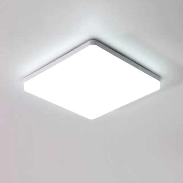 Riserva LED Plafondlamp Vierkant - 48W - 5400 lm - 6500K Koud Wit - 30 × 30 cm - Witte Plafondlamp voor Woonkamer, Slaapkamer en Keuken