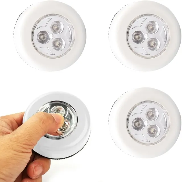 longziming LED Nachtlampje - Draadloze Stick-on Lamp - Batterij Aangedreven Verlichting - Touch Bediening - Zelfklevend Design - ABS Kunststof - Energiezuinig Licht - Geen Boren Nodig - 3 Stuks Neutraal wit