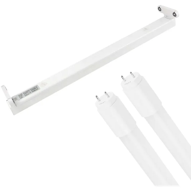 BES LED LED TL Armatuur met T8 Buis - Aigi Dybolo - 60cm Dubbel - 18W - Helder/Koud Wit 6500K - IP20