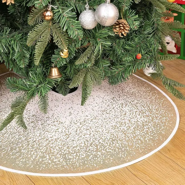 Flintry Kerstboomrok - 36 inch - met sneeuwvlok- en cadeaubox-motief - feestelijke kerstdecoratie - bedekt de boomvoet - geschikt voor kerstfeest, nieuwjaar & thuis - kleur Kaki Khaki