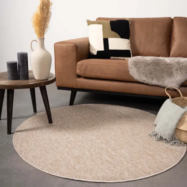 Tapeso Rond vloerkleed - Lush beige 160