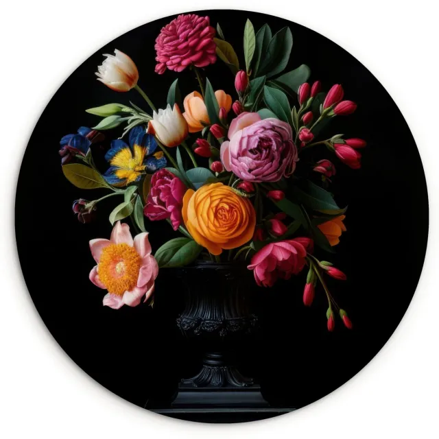WallCircle Wandcirkel 90x90 cm - Muurcirkel Boeket - Romantisch - Kleurrijk - Muurdecoratie woonkamer - Wanddecoratie slaapkamer - Kamer decoratie accessoires - Ronde schilderijen Boeket - Bloemen 4