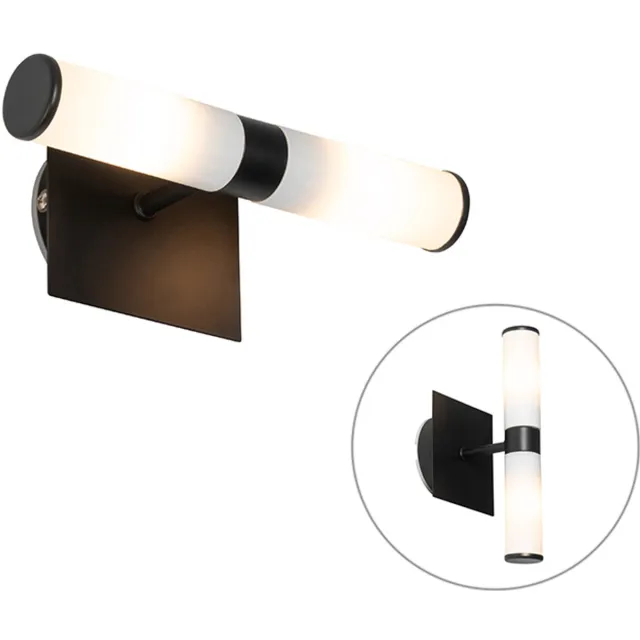 QAZQA bath - Moderne Wandlamp Up Down voor binnen voor badkamer - 2 lichts - D 115 mm - Zwart