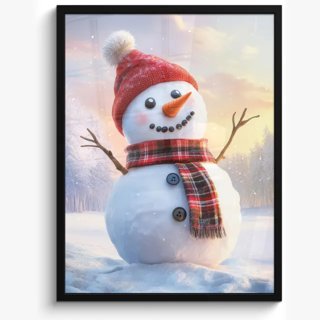 FrameYourWall Poster in lijst - Fotolijst 50x70 cm - Posters - Sneeuwpop - Zonsondergang - Wit - Posterlijst zwart - Decoratie - Wanddecoratie woonkamer - Muurdecoratie slaapkamer