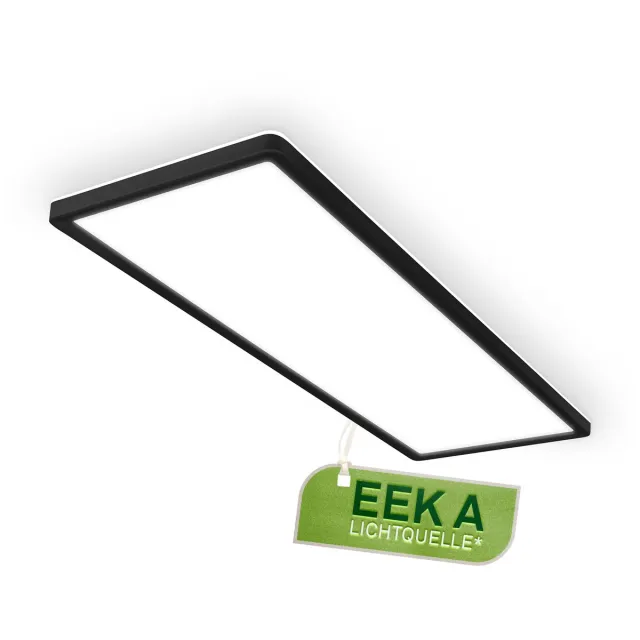 Briloner Tava A - LED Plafondlamp - Plafonniere met EEK A Lichtbron* - levensduur 50.000 h** - indirect Licht - bureaulamp met neutraal wit licht - 58cm - zwart Zwart (met EKK A)