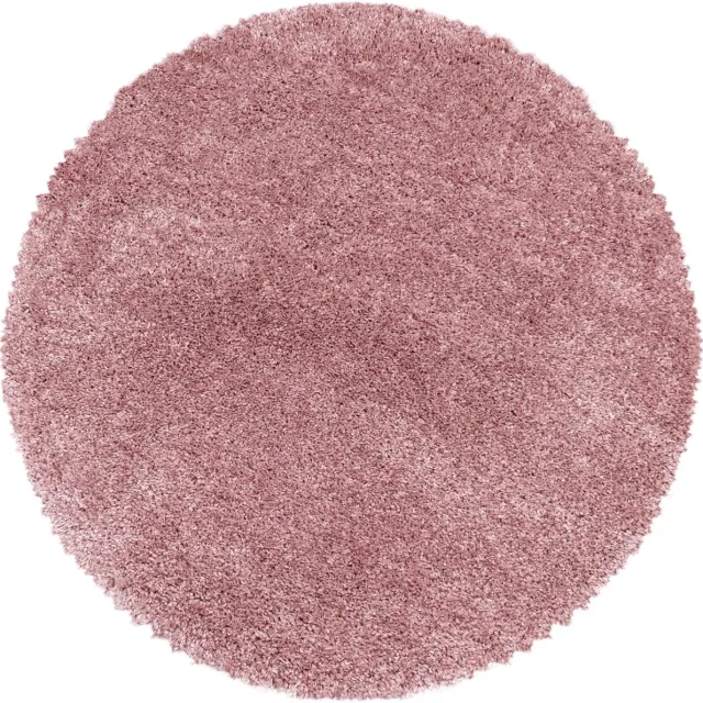 Ayyildiz Rond hoogpolig vloerkleed - Fuzzy Roze Ø 200cm