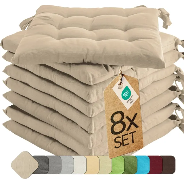 etérea Himmlische Qualität etérea Basic Zitkussen Stoelkussen - Seat Cushion 8 Stuk - 40x40 cm - Taupe Bruin