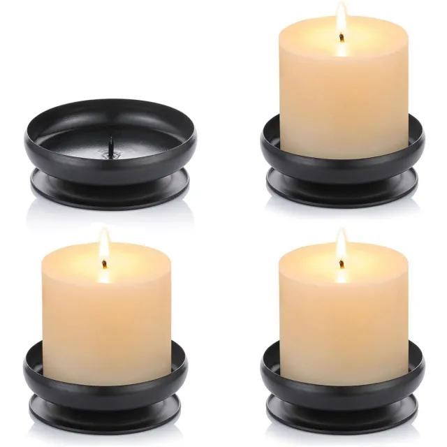 GelldG Puntige kandelaars - Set van vier - Decoratieve ijzeren kaarsenhouders - Zuilvormige kandelaars - Zwart - Diameter 10,5 cm cm - Geschikt voor ledkaarsen, kaarsen, aromatherapiekegels, spa's, bruiloften en andere gelegenheden