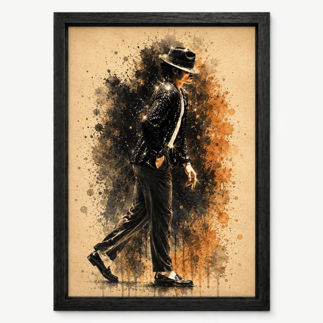 Joshimo Michael Jackson Poster | Artistieke Watercolor Art Print | Inclusief Zwarte A3 Lijst