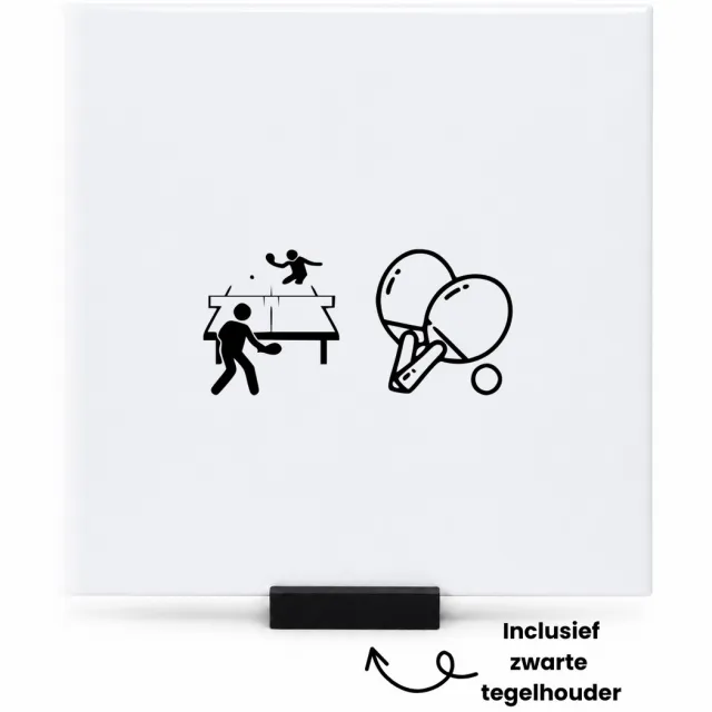 Hacebo Tafeltennis tegeltje met tegelhouder - Tafeltennis - Beste tafeltennisser - tegeltjes met tekst - pingpongtafel - tafeltennistafel - Leuke cadeau voor iemand die van tafeltennissen houd - spreuktegels - 15x15 CM Wit