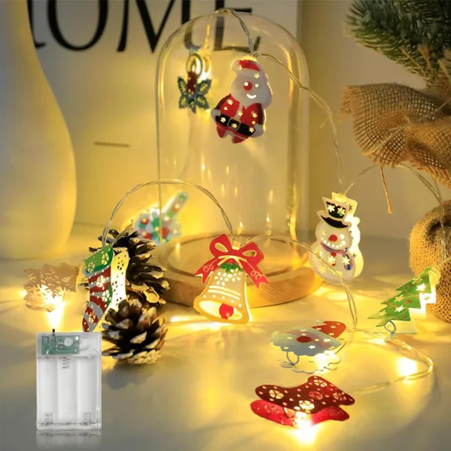 Daity Kerstman lichtsnoer Sneeuwpop Elandboom LED lichtsnoer Batterijgevoed Draagbaar Binnen/Buiten Kerstdecoratie Metallic Warm Geel 9 -8ft 20 LED's
