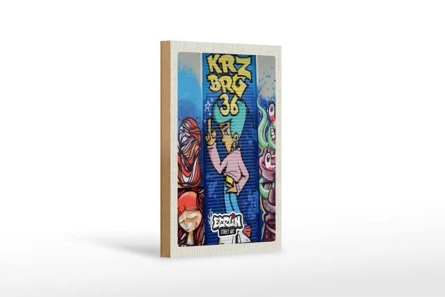 Femer Holzschild Reise 12x18cm Berlin Kreuzberg Graffiti 36 Kunstwerk