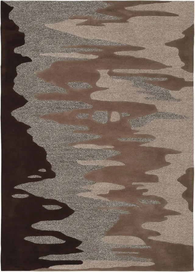 Padiro design laagpolig vloerkleed - donkerbruin - modern abstract ontwerp - voor vloerverwarming - van polypropyleen en modacryl