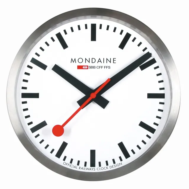 Mondaine Stationsklok A995.CLOCK.16SBB Wall Clock Klok - 40cm Zilverkleurig