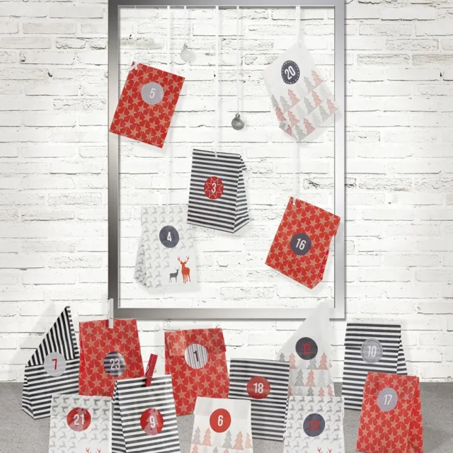 Folia Kerstkalender 24 Kalenderafdekhoezen 'STYLE' Grijs