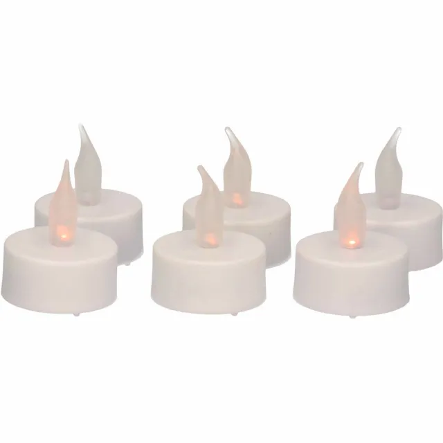 Anna's Collection LED theelichtjes geel vlameffect - 6x stuks - kunststof - batterijgevoed - sfeervol