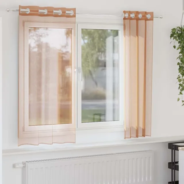 vidaXL Gordijnen voile met doorvoertules 2 st terracotta