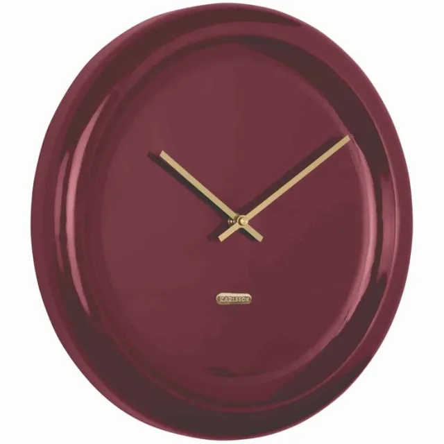 Karlsson Wandklok Cadiz Disc - Bordeauxrood - 35x35x4.5cm - Wandklok Scandinavisch