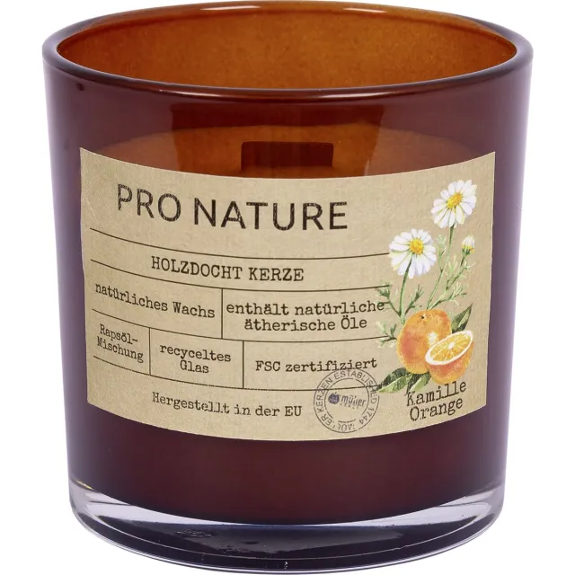 Kaars & Co PRO NATURE geurkaars met houten lont bruin