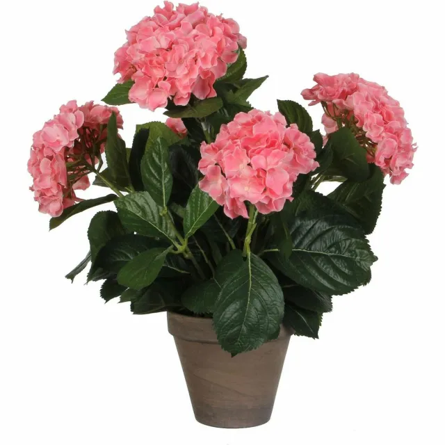 Mica Decorations Kunstplant Hortensia - roze - 45 cm - in pot - Kunstplanten/nepplanten