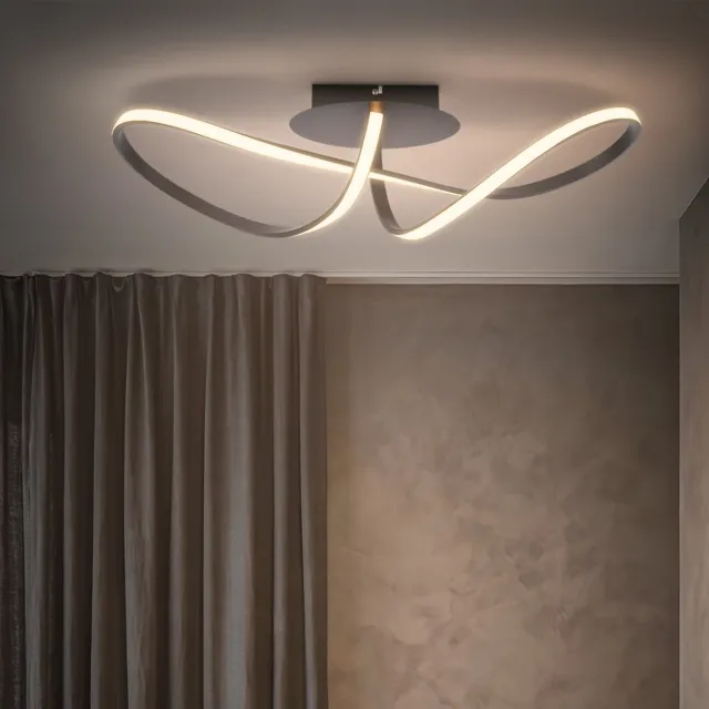 B.K.Licht BRILONER Swirl - Plafondlamp - warm wit licht - slaapkamer lamp - verlichting - plafonniere woonkamer - 22W - 63cm - zwart
