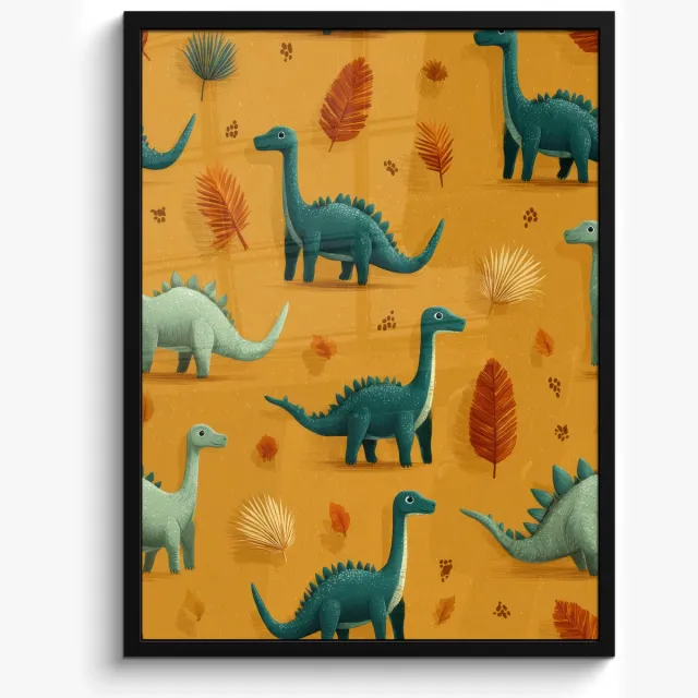 FrameYourWall Poster in lijst - Fotolijst 50x70 cm - Posters - Dinosaurussen - Stekels - Herfstbladeren - Bruin - Posterlijst zwart - Decoratie - Wanddecoratie woonkamer - Muurdecoratie slaapkamer