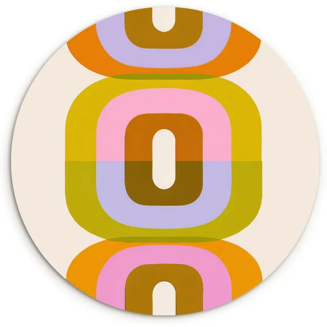 WallCircle Wandcirkel 140x140 cm - Muurcirkel Stapel - Vormen - Geblokt - Oranje - Muurdecoratie woonkamer - Wanddecoratie slaapkamer - Kamer decoratie accessoires - Ronde schilderijen