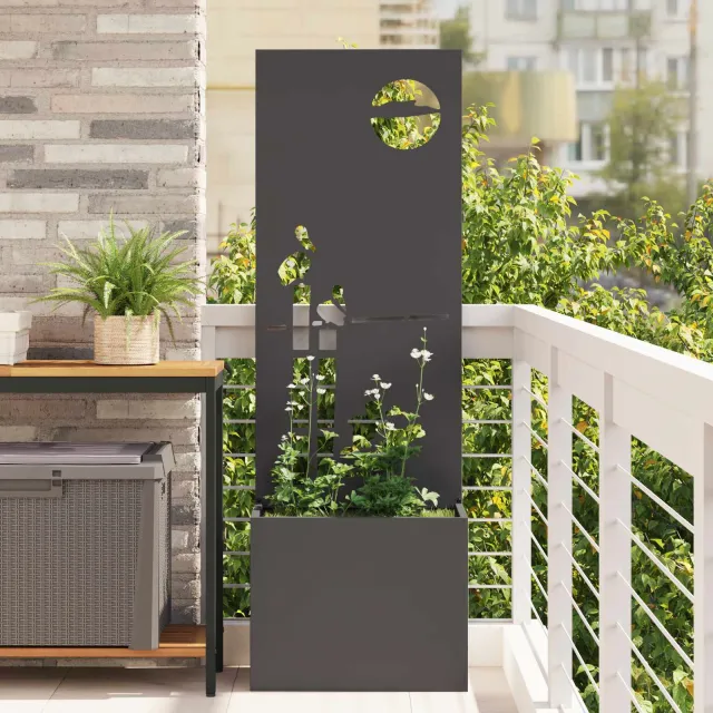 vidaXL Tuin Privacy Screen Zwart 50 x 32 x 150 cm Koudgewalst staal
