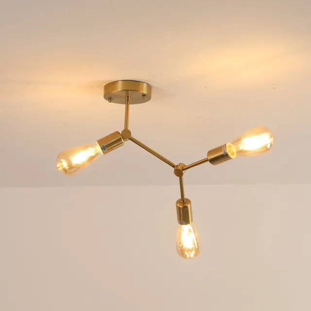Haobosic Design Plafondlamp - Goud - 3-Licht - E27 (Excl. Lamp) Golden