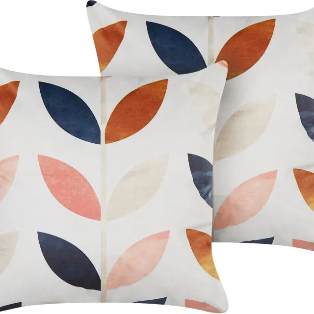 Beliani QUINOA - Sierkussen set van 2 - Gebroken wit - 45 x 45 cm - Fluweel Meerkleurig