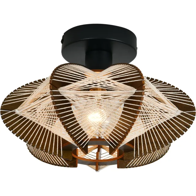 Expo Trading ETH Jessica Plafonniere 1 lichts 60w Walnut/Black 30cm