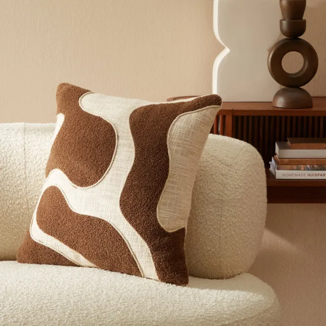 NOUS Living sierkussenhoes Lowell (45x45 cm) bruin/naturel