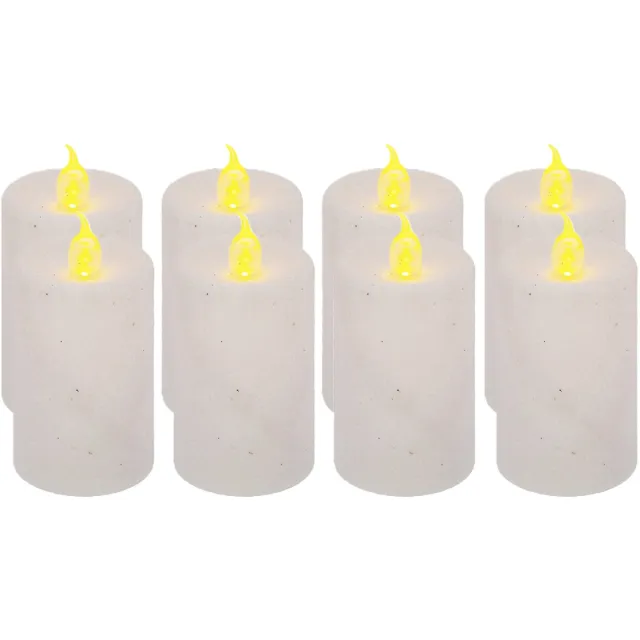 Feeric lights & Christmas Feeric lights and christmas Kaarsen - 8x stuks - wit - LED - H7,5 cm - glans en glitterafwerking