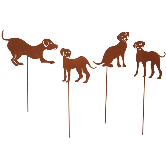 UNUS Tuinsteker honden roestlook set van 4 Bruin