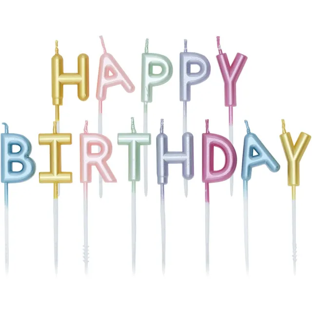 globos Taartkaarsen Set Happy Birthday Pastel Kleuren Multi kleuren