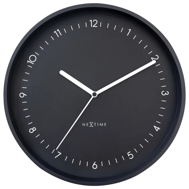 NeXtime Wandklok 30 cm - Geruisloos - Aluminium - "Berlijn" Zwart