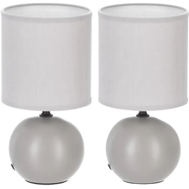 Atmosphera Tafellamp Paris - 2x - dolomiet kunststeen/kunststof - grijs - H25 cm - staande designlamp