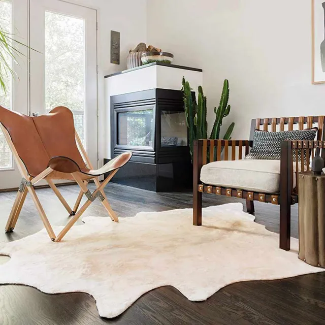 vidaXL Vloerkleed 150x170 cm echte runderhuid beige, foto 2