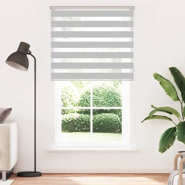 vidaXL Zebra rolgordijn 120x200 cm stofbreedte 115,9 cm lichtgrijs grijs