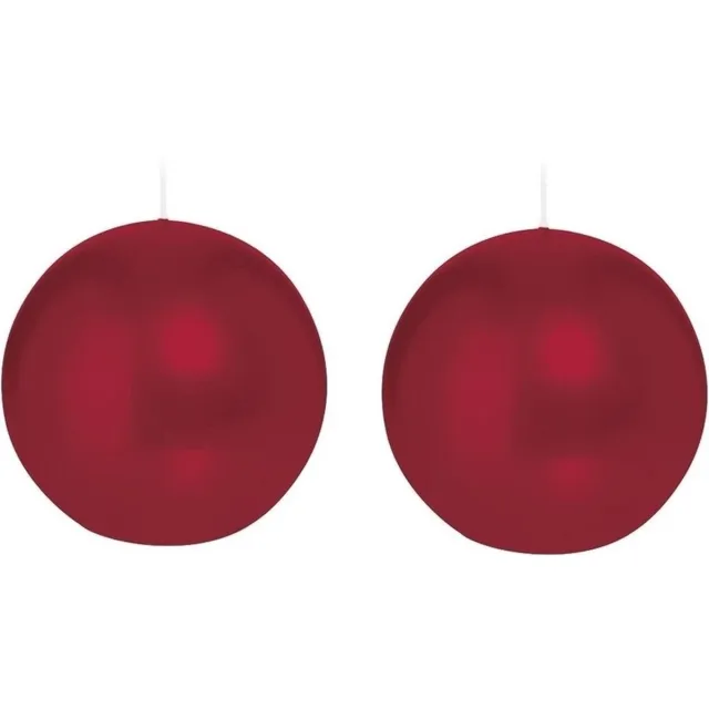 Trend Candles Bolkaars glad - 2x - bordeaux rood - 7 cm - 16 branduren - ronde kaarsen