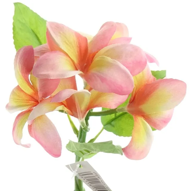 Gasper Frangipani Plumeria Roze en Geel 32 cm - Kunstbloemen