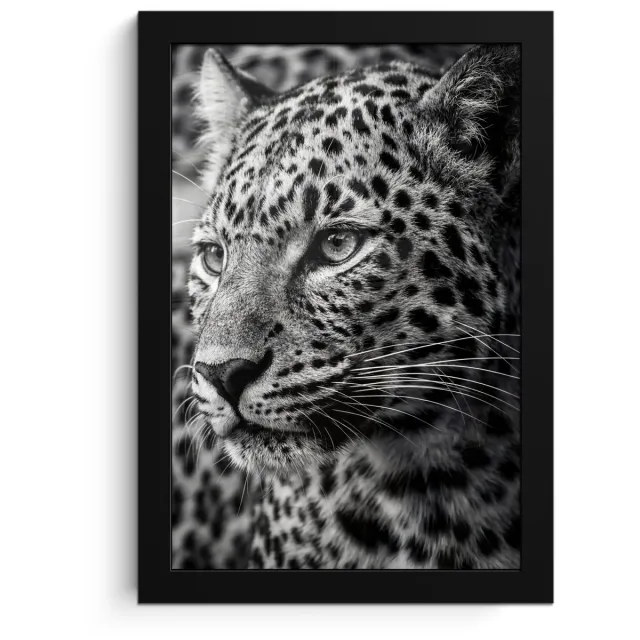 FrameYourWall Poster in lijst - Fotolijst 20x30 cm - Posters - Luipaard - Zwart - Wit - Oog - Posterlijst zwart - Decoratie - Wanddecoratie woonkamer - Muurdecoratie slaapkamer
