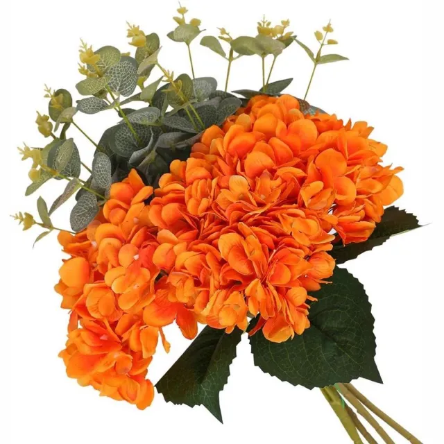 JGS Premium Zijden hortensia kunstbloemen boeket, 6 stuks, paars, bruiloft decoratie JGS