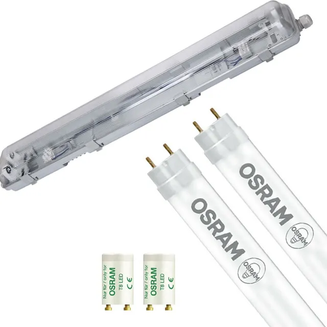 Velvalux LED Waterdichte TL Armatuur met T8 Buizen - Velvalux Strela - 60cm - Dubbel - Koppelbaar - Waterdicht IP65 - OSRAM - SubstiTUBE Value EM 865 - 15.2W - Helder/Koud Wit 6500K | Vervangt 36W