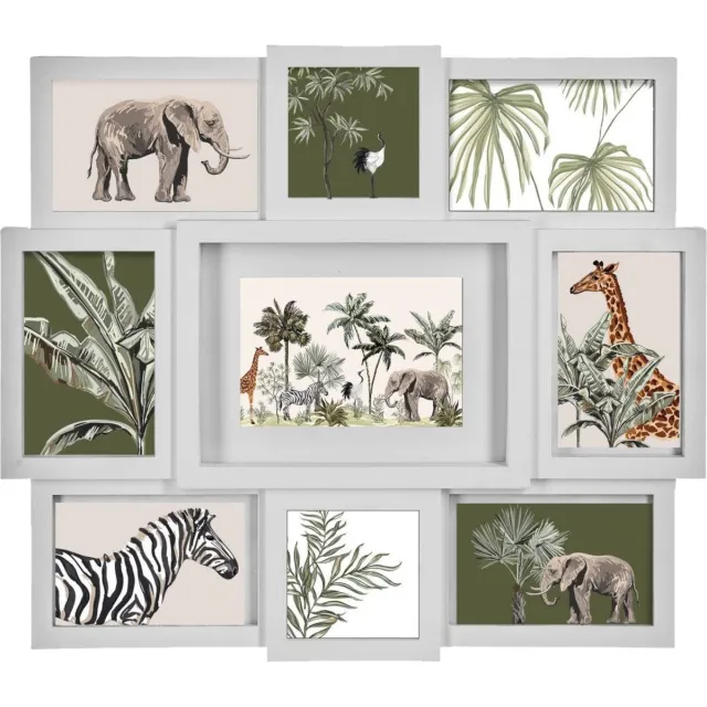 5Five® 5Five collage fotolijst - 9 foto's - 10 x 15 cm - 10 x 10 cm - wit - foto frame Cali - modern