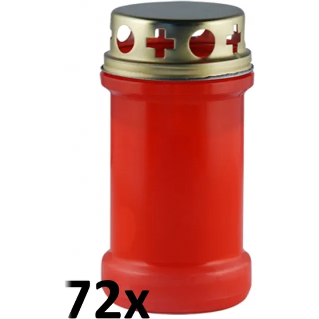 Smulders Deco 72 stuks graflichten rood transparant met regen deksel nr. 3 130/65 (48 uur)