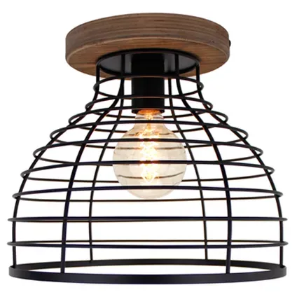 Brilliant Plafondlamp Avia Zwart/hout Ø30cm E27 40w