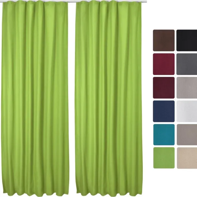 Beautissu Amelie TK - Set van 2 Isolerende Gordijnen met Plooiband - Thermische Gordijnen Kant en Klaar Verduisterend 140x245cm Groen - Koude Bescherming & Warmte Isolerend