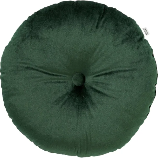 Dutch Decor OLLY - sierkussen Ø38 cm - rond velvet - Mountain View - groen Donkergroen
